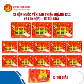 13 Hộp Nước Yến Sào Thiên Hoàng 12% + 13 Túi Giấy 