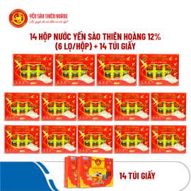 Combo 14 Hộp Nước Yến Sào Thiên Hoàng 12% Yến Tự Nhiên (6 lọ/hộp) + 14 Túi Giấy
