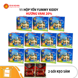 11 hộp yến Yummy Kiddy hương Vani 20% Thiên Hoàng (6 lọ/hộp) - Tặng 2 gói kẹo sâm