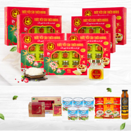 10 Hộp yến sào Thiên Hoàng 41% (6 lọ/hộp) - Tặng 1 chai mật ong hoa rừng Sơn La 470g + 5 hộp sữa đặc Helio 380g + 6 gói cháo yến + 1 hộp trà sâm 100 gói