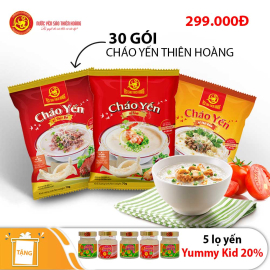 30 gói cháo yến Thiên Hoàng (hương vị ngẫu nhiên) - Tặng 5 Lọ Yến Yummy Kiddy Vị Ngẫu Nhiên