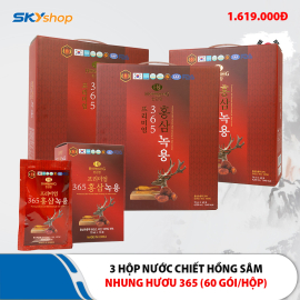 3 Hộp Nước chiết hồng sâm nhung hươu linh chi 365 Hansusam - Hộp 60 Gói 70ml