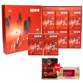 2 hộp nước sâm núi Chinki (30 gói/hộp - 50ml) - Tặng 1 gói kẹo sâm Hàn Quốc 200g + 1 hộp trà sâm Wongin-T Ginseng Tea 200g (100 gói x 2g)