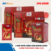2 Hộp nước hồng sâm nhung hươu 6 năm tuổi KSUN (Hộp 20 gói x 70ml)