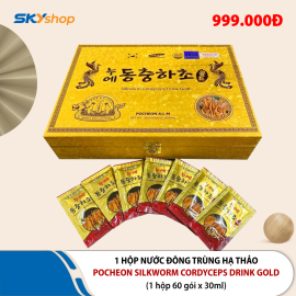 1 Hộp nước đông trùng hạ thảo Pocheon K-L-M Silkworm Cordyceps Drink Gold (hộp 60 gói x 30ml)