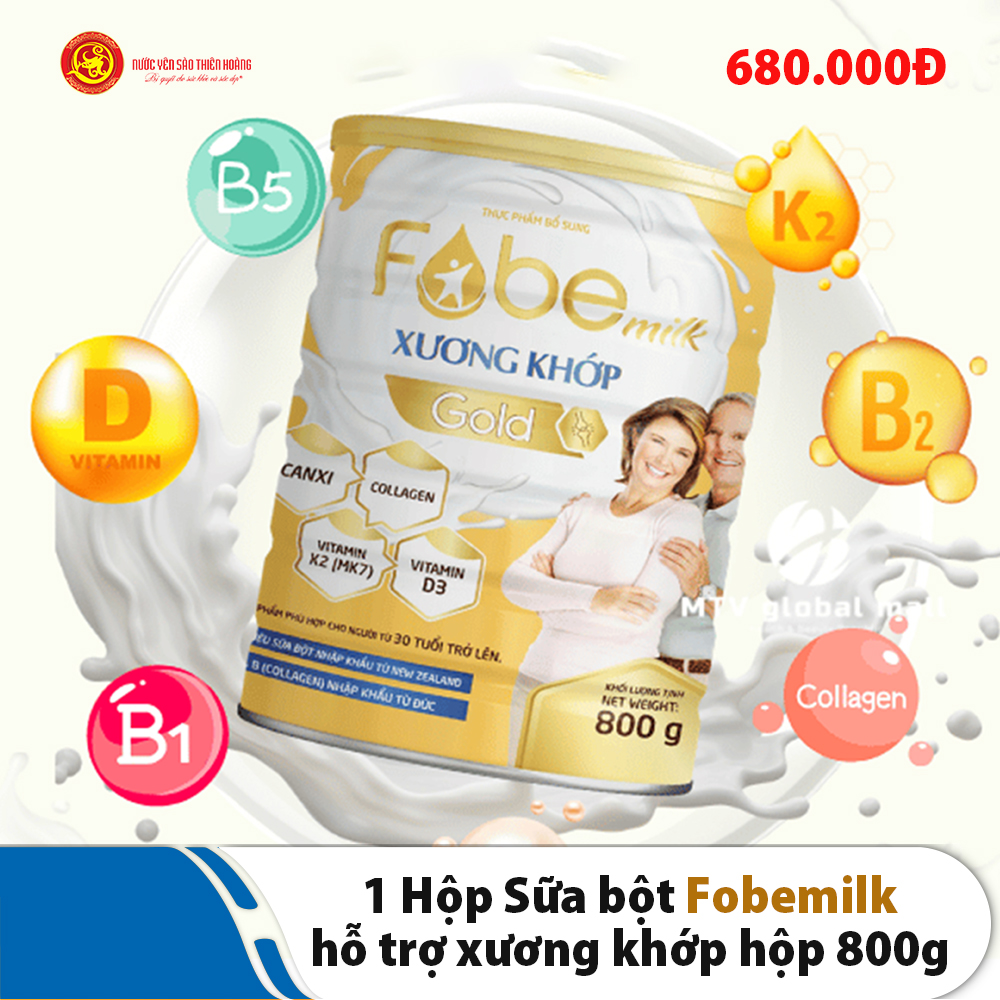 Sữa Bột Fobemilk Hỗ trợ Xương Khớp Fobe Hộp 800g Sữa Bột Fobemilk Hỗ trợ Xương Khớp Fobe Hộp 800g