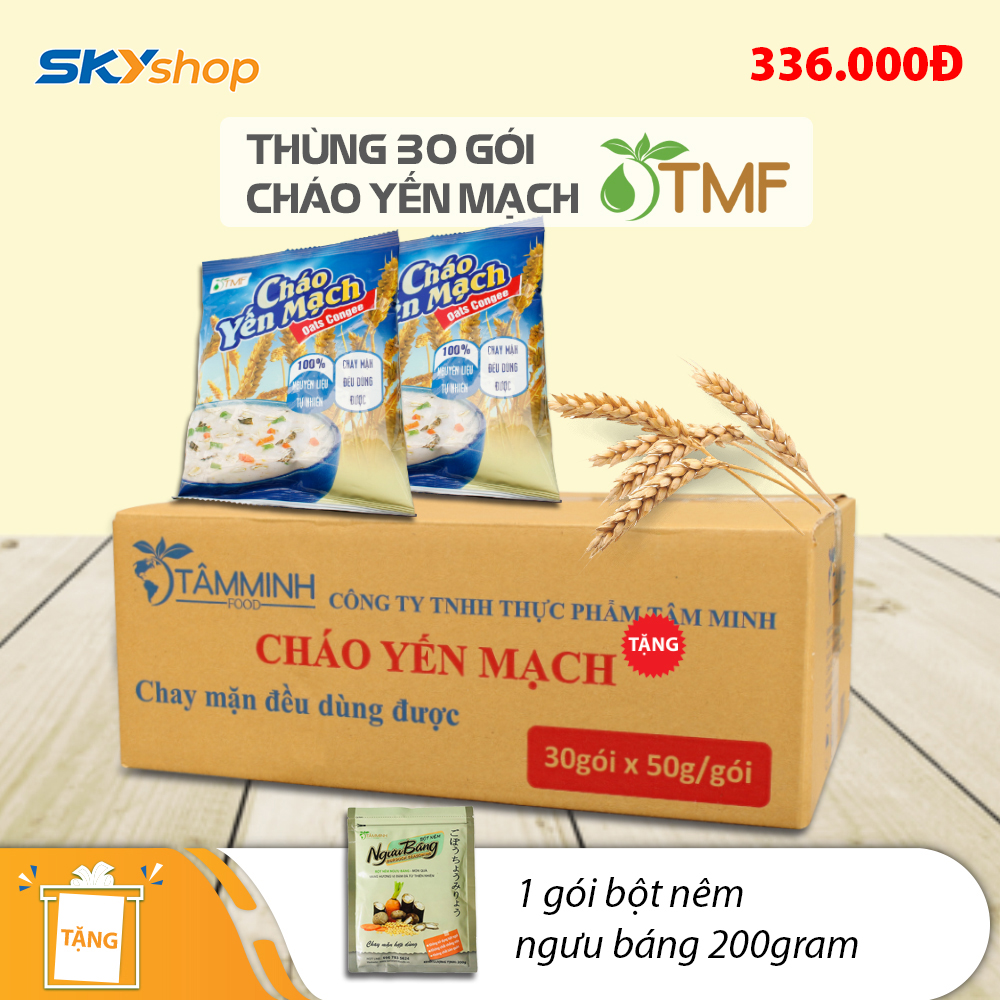 Tâm Minh - 01 thùng Cháo Yến Mạch (30 gói)  - Tặng kèm 1 gói Bột nêm Ngưu báng 200g