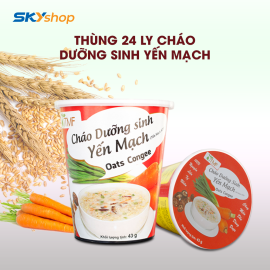 01 thùng Cháo Dưỡng Sinh Yến Mạch Tâm Minh (24 ly) 1 ly 43g - Tặng kèm 01 hộp Canh Dưỡng Sinh Rong Biển (1 hộp có 10 gói, mỗi gói 5,5g)
