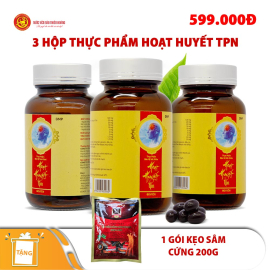 3 hộp thực phẩm bảo vệ sức khỏe hoạt huyết TPN (60 viên/hộp) - Tặng 1 gói kẹo sâm cứng 200g 3 hộp thực phẩm bảo vệ sức khỏe hoạt huyết TPN (60 viên/hộp) - Tặng 1 gói kẹo sâm cứng 200g