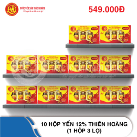 10 hộp yến sào Thiên Hoàng 12% (3 lọ/hộp)