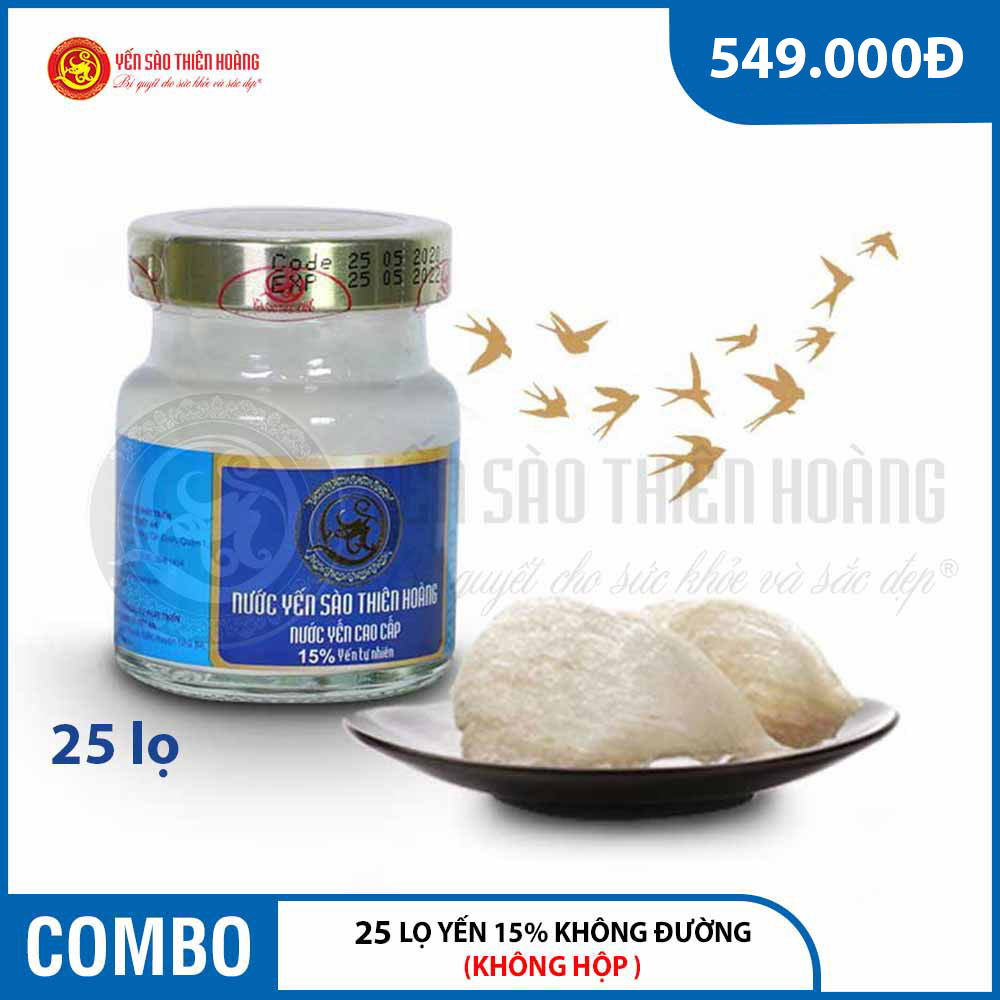25 lọ yến sào Thiên Hoàng 15% Không Đường 25 lọ yến sào Thiên Hoàng 15% Không Đường