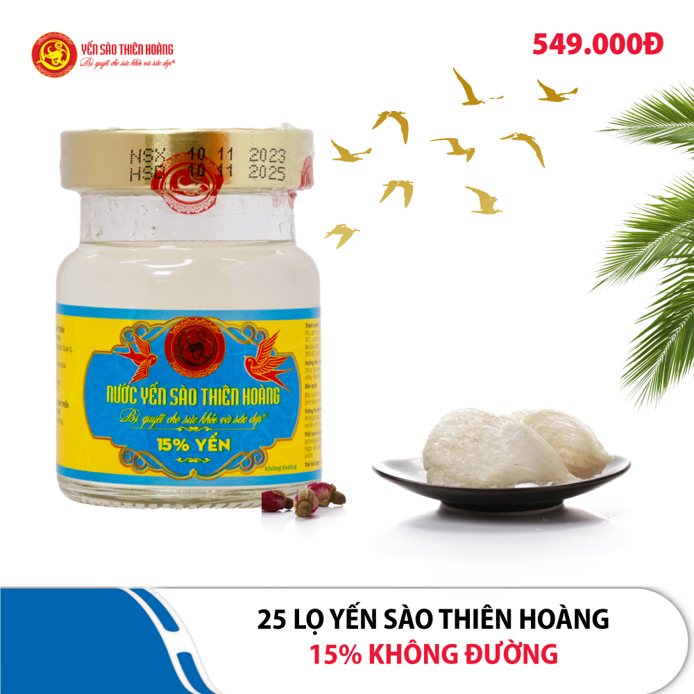 25 lọ yến sào Thiên Hoàng 15% Không Đường 25 lọ yến sào Thiên Hoàng 15% Không Đường