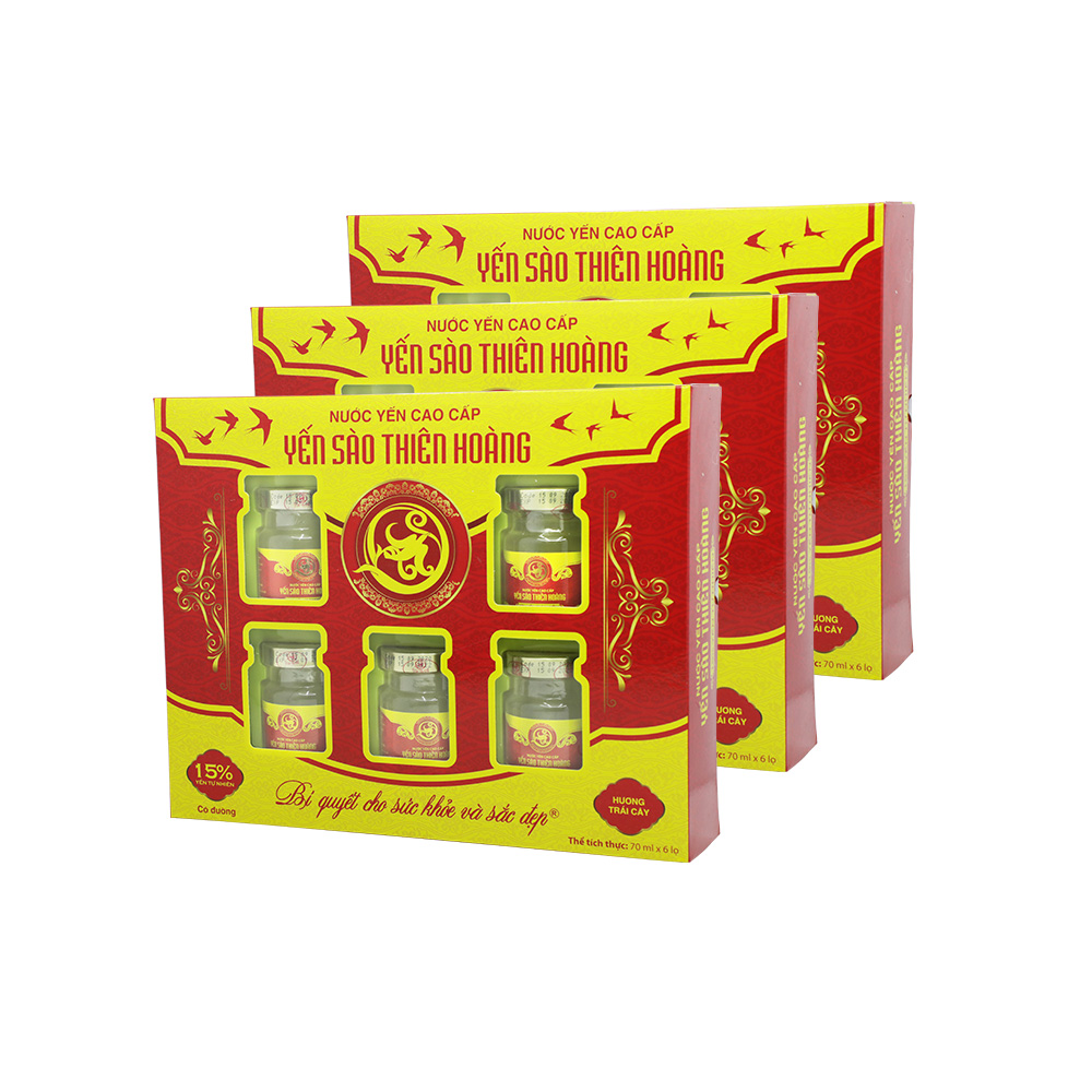 10 Hộp yến sào Thiên Hoàng 15% Hương trái cây (6 lọ/hộp) - Tặng 2 hộp yến sào Thiên Hoàng 12% + 1 nồi lẩu mini 2 tầng 18cm + 6 lon yến (vị ngẫu nhiên) 10 Hộp yến sào Thiên Hoàng 15% Hương trái cây (6 lọ/hộp) - Tặng 2 hộp yến sào Thiên Hoàng 12% + 1 nồi lẩu mini 2 tầng 18cm + 6 lon yến (vị ngẫu nhiên)