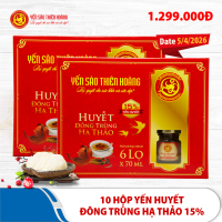 [Date tháng 4/2026] 10 hộp yến sào Thiên Hoàng 15% huyết yến đông trùng hạ thảo (6 lọ/hộp)