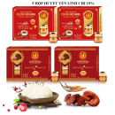 5 Hộp yến huyết linh chi 15% (6 lọ/hộp) - Tặng 4 hộp yến huyết đông trùng hạ thảo 15% (6 lọ/hộp) + 2 chai mật ong Honey An 380gr + 8 gói cháo yến Thiên Hoàng (vị ngẫu nhiên)