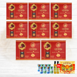 8 Hộp yến huyết linh chi 15% (6 lọ/hộp) - Tặng 1 hộp yến đông trùng hạ thảo 20% (6 lọ/hộp) + 2 chai mật ong Honey An 380gr + 8 lon yến (hương vị ngẫu nhiên) 8 Hộp yến huyết linh chi 15% (6 lọ/hộp) - Tặng 1 hộp yến đông trùng hạ thảo 20% (6 lọ/hộp) + 2 chai mật ong Honey An 380gr + 8 lon yến (hương vị ngẫu nhiên)
