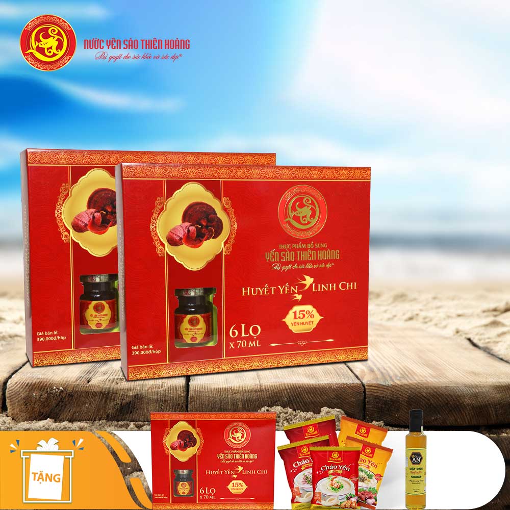 5 Hộp yến huyết linh chi 15% (6 lọ/hộp) - Tặng 4 hộp yến huyết linh chi 15% (6 lọ/hộp) + 2 chai mật ong Honey An 380gr + 8 gói cháo yến Thiên Hoàng (vị ngẫu nhiên) 5 Hộp yến huyết linh chi 15% (6 lọ/hộp) - Tặng 4 hộp yến huyết linh chi 15% (6 lọ/hộp) + 2 chai mật ong Honey An 380gr + 8 gói cháo yến Thiên Hoàng (vị ngẫu nhiên)