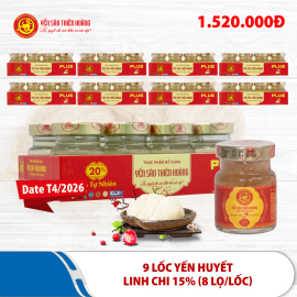 9 Lốc yến sào Thiên Hoàng 15% huyết yến linh chi (8 lọ/lốc)