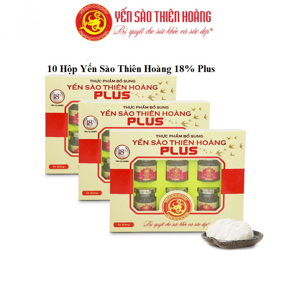 10 Hộp yến sào Thiên Hoàng 18% (6 lọ/hộp) - Tặng 1 hộp yến sào Vani 15% + chai mật ong Honey An 380gr + 6 lon yến (vị ngẫu nhiên) 10 Hộp yến sào Thiên Hoàng 18% (6 lọ/hộp) - Tặng 1 hộp yến sào Vani 15% + chai mật ong Honey An 380gr + 6 lon yến (vị ngẫu nhiên)