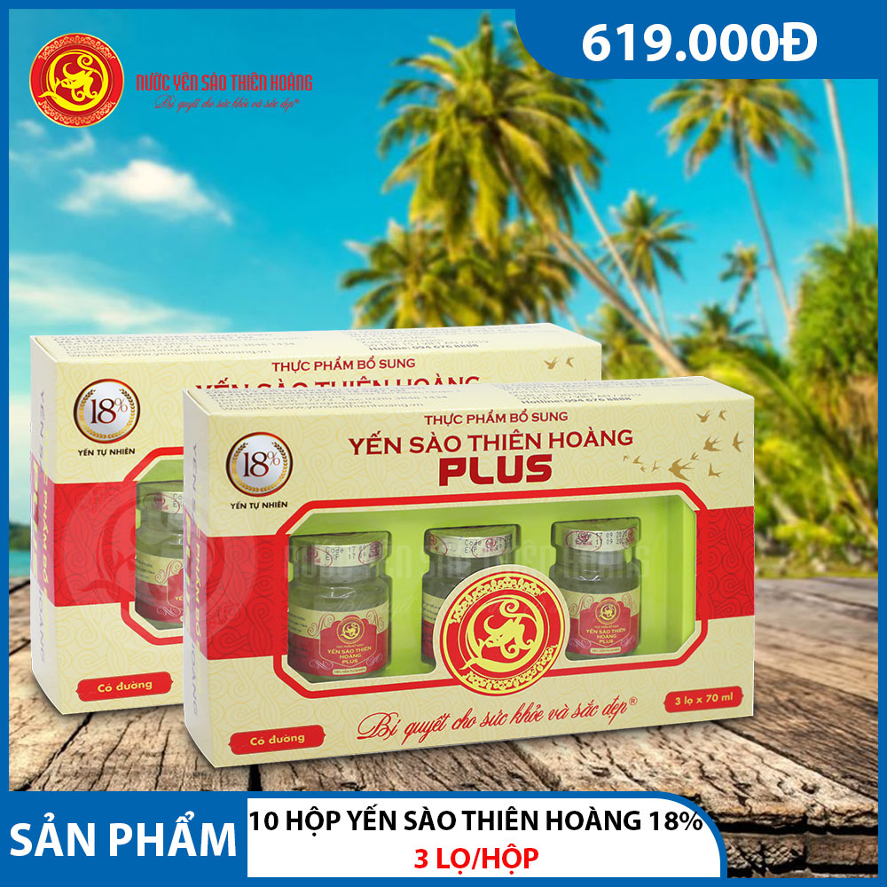 10 hộp yến sào Thiên Hoàng 18% (3 lọ/ hộp) 10 hộp yến sào Thiên Hoàng 18% (3 lọ/ hộp)