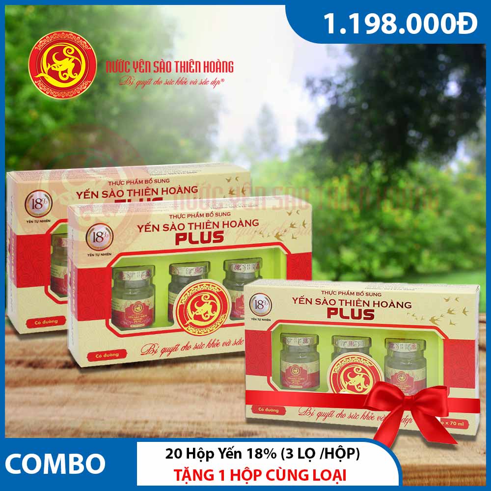 20 hộp yến sào Thiên Hoàng 18% (3 lọ/ hộp) - Tặng 1 hộp yến 18% (3 lọ/hộp) 20 hộp yến sào Thiên Hoàng 18% (3 lọ/ hộp) - Tặng 1 hộp yến 18% (3 lọ/hộp)