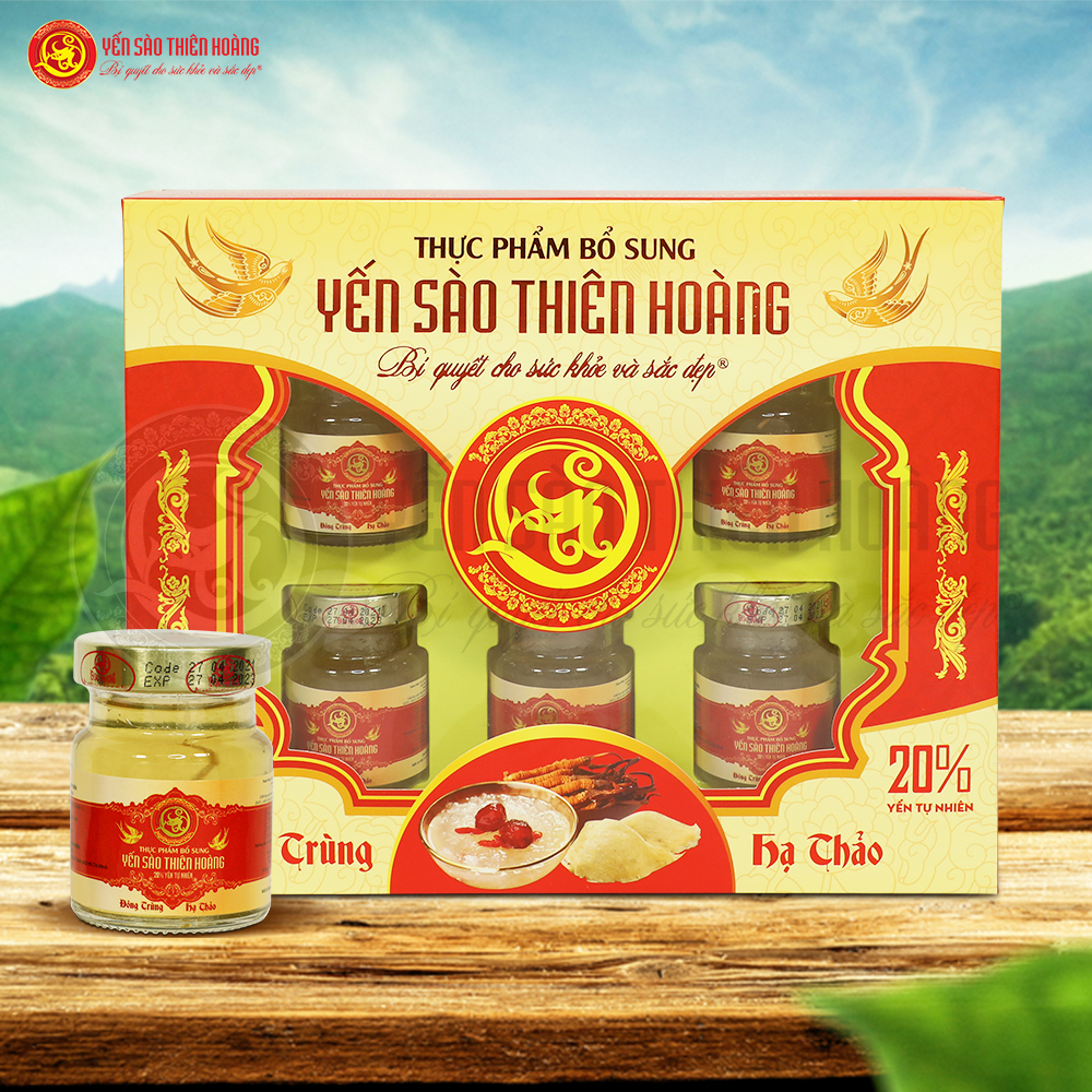 Nước Yến Đông Trùng Hạ Thảo 20% Yến Tự Nhiên - hộp 6 lọ x 70ml Nước Yến Đông Trùng Hạ Thảo 20% Yến Tự Nhiên - hộp 6 lọ x 70ml