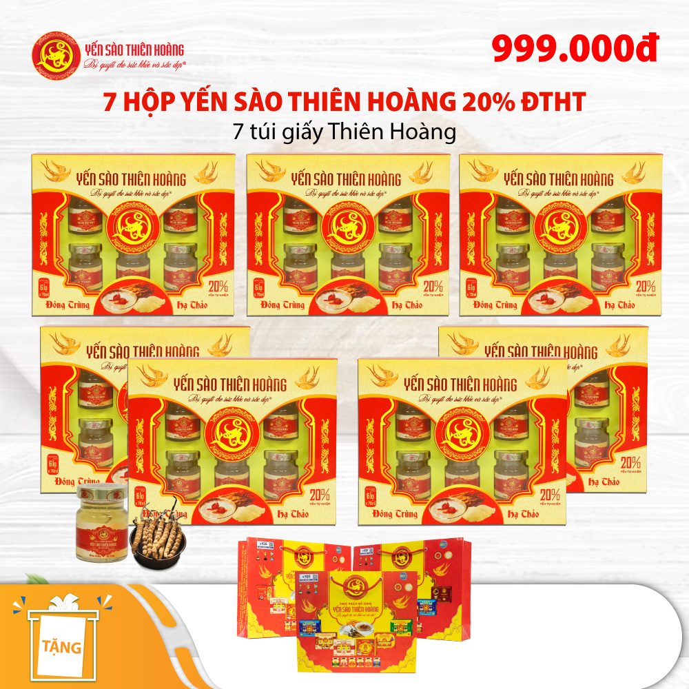 7 hộp yến sào đông trùng hạ thảo 20% - Tặng 7 túi giấy Thiên Hoàng 7 hộp yến sào đông trùng hạ thảo 20% - Tặng 7 túi giấy Thiên Hoàng