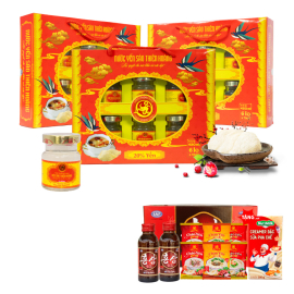 12 Hộp yến sào Thiên Hoàng 20% Hương tự nhiên (6 lọ/hộp) - Tặng 10 gói cháo yến Thiên Hoàng + 10 chai sâm Hàn Quốc + 1 hộp sữa đặc 380g