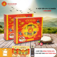 11 Hộp yến sào Thiên Hoàng 20% Hương tự nhiên (6 lọ/hộp) - Tặng 2 hộp yến sào Đông Trùng Hạ Thảo 20% + 1 chai mật ong Hoa Tràm 400gr