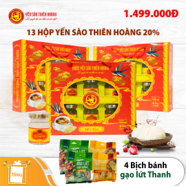 13 Hộp yến sào Thiên Hoàng 20% Hương tự nhiên (6 lọ/hộp) - Tặng 4 bịch bánh gạo lứt Thanh (rong biển và chà bông)