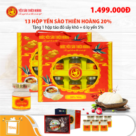 13 Hộp yến sào Thiên Hoàng 20% Hương tự nhiên (6 lọ/hộp) - Tặng 1 hộp táo đỏ sấy khô + 6 lọ yến 5%