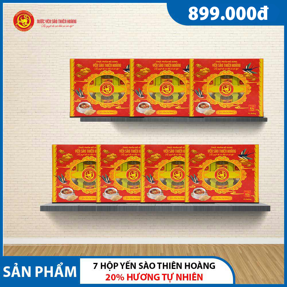 7 Hộp yến sào Thiên Hoàng 20% Hương tự nhiên (6 lọ/hộp) 7 Hộp yến sào Thiên Hoàng 20% Hương tự nhiên (6 lọ/hộp)