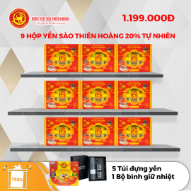9 Hộp yến sào Thiên Hoàng 20% Hương tự nhiên (6 lọ/hộp) - Tặng 1 bình giữ nhiệt VACUUM FLASK SET + 5 túi đựng yến