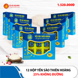 12 hộp yến sào Thiên Hoàng 25% không đường (6 lọ/hộp)