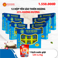12 hộp yến sào Thiên Hoàng 25% không đường (6 lọ/hộp) - Tặng 1 bịch nước giặt Lix 3.2kg màu đỏ (Giao Hồ Chí Minh)