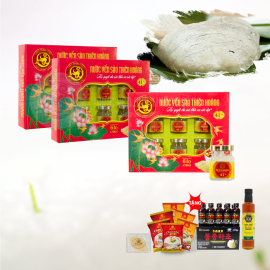 10 Hộp yến sào Thiên Hoàng 41% (6 lọ/hộp) - Tặng 1 tai yến tổ 6g + 1 chai mật ong Honey An 380g + 6 gói cháo yến Thiên Hoàng + 10 chai nước Đông Trùng Hạ Thảo Hàn Quốc 10 Hộp yến sào Thiên Hoàng 41% (6 lọ/hộp) - Tặng 1 tai yến tổ 6g + 1 chai mật ong Honey An 380g + 6 gói cháo yến Thiên Hoàng + 10 chai nước Đông Trùng Hạ Thảo Hàn Quốc