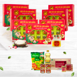 10 Hộp yến sào Thiên Hoàng 41% (6 lọ/hộp) - Tặng 1 chai dầu ăn 1lit + 1 cặp Knorr + 2 lon cá hộp + 1 hộp trà sâm 100g