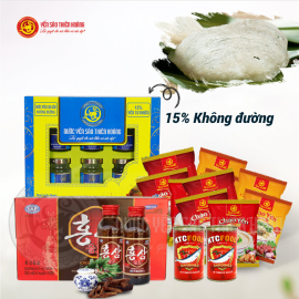 10 Hộp yến sào Thiên Hoàng 41% (6 lọ/hộp) - Tặng 1 hộp yến sào Thiên Hoàng 15% Vani + 10 gói cháo yến + 2 lon cá hộp KTC Food + 10 chai sâm Hàn Quốc 10 Hộp yến sào Thiên Hoàng 41% (6 lọ/hộp) - Tặng 1 hộp yến sào Thiên Hoàng 15% Vani + 10 gói cháo yến + 2 lon cá hộp KTC Food + 10 chai sâm Hàn Quốc