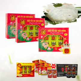 10 Hộp yến sào Thiên Hoàng 41% (6 lọ/hộp) - Tặng 1 hộp yến sào Thiên Hoàng 15% Vani + 10 gói cháo yến + 2 lon cá hộp KTC Food + 10 chai Đông Trùng Hạ Thảo 10 Hộp yến sào Thiên Hoàng 41% (6 lọ/hộp) - Tặng 1 hộp yến sào Thiên Hoàng 15% Vani + 10 gói cháo yến + 2 lon cá hộp KTC Food + 10 chai Đông Trùng Hạ Thảo
