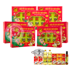 10 Hộp yến sào Thiên Hoàng 41% (6 lọ/hộp) - Tặng 1 nồi Inox Sunhouse SHG788-20+ 1 chai mật ong Honey An 380g + 6 gói cháo yến Thiên Hoàng + 2 chai dầu ăn + 2 hộp sữa đặc pha chế NutiMilk Hộp 380g