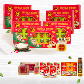 10 Hộp yến sào Thiên Hoàng 41% (6 lọ/hộp) - Tặng 1 chai mật ong hoa rừng Sơn La 470g + 5 hộp sữa đặc pha chế NutiMilk Hộp 380g + 6 gói cháo yến + 1 hộp trà sâm 100 gói 10 Hộp yến sào Thiên Hoàng 41% (6 lọ/hộp) - Tặng 1 chai mật ong hoa rừng Sơn La 470g + 5 hộp sữa đặc pha chế NutiMilk Hộp 380g + 6 gói cháo yến + 1 hộp trà sâm 100 gói