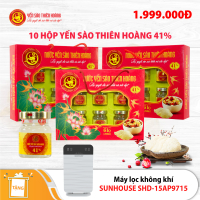 10 Hộp yến sào Thiên Hoàng 41% (6 lọ/hộp) - Tặng 1 máy lọc không khí SUNHOUSE SHD-15AP9715