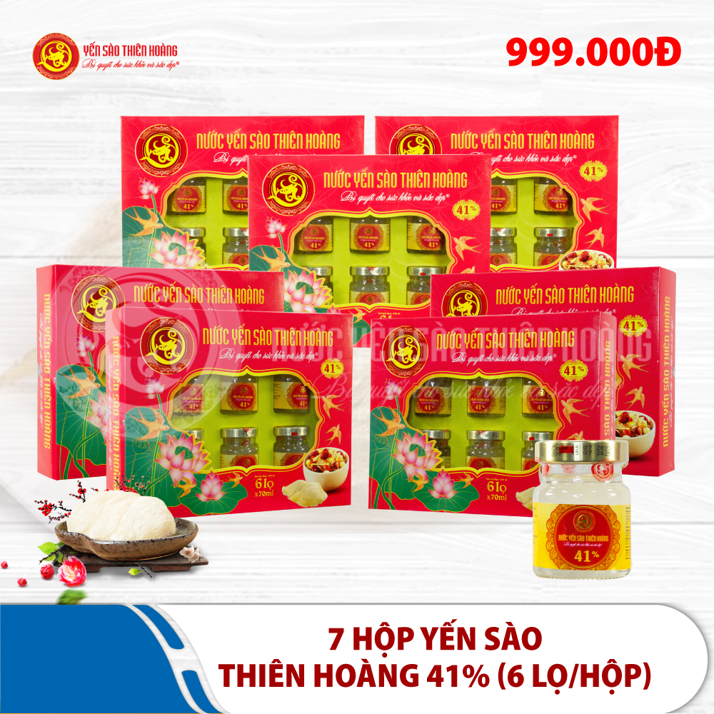 7 Hộp yến sào Thiên Hoàng 41% (6 lọ/hộp) 7 Hộp yến sào Thiên Hoàng 41% (6 lọ/hộp)