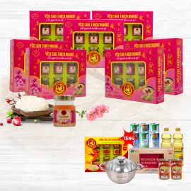 10 Hộp yến sào Thiên Hoàng Hoa Anh Đào 45% (6 lọ/hộp) - Tặng 1 hộp yến 15% + 1 nồi Inox Sunhouse SHG788-20 + 6 lon yến + 2 chai dầu ăn + 2 lon cá hộp + 1 hộp trà sâm Wongin-T Ginseng Tea