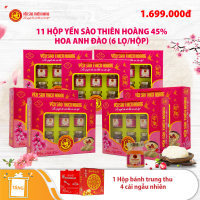 11 Hộp yến sào Thiên Hoàng Hoa Anh Đào 45% (6 lọ/hộp) - Tặng 4 bánh trung thu