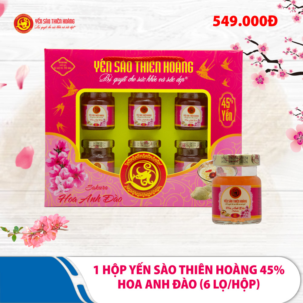 1 Hộp yến sào Thiên Hoàng Hoa Anh Đào 45% (6 lọ/hộp)