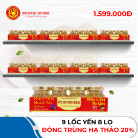 9 Lốc yến sào đông trùng hạ thảo 20% (8 lọ/lốc)