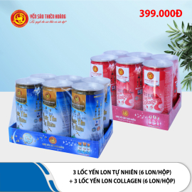 3 Lốc nước yến collagen (6 lon/lốc) + 3 Lốc nước yến tự nhiên (6 lon/lốc)
