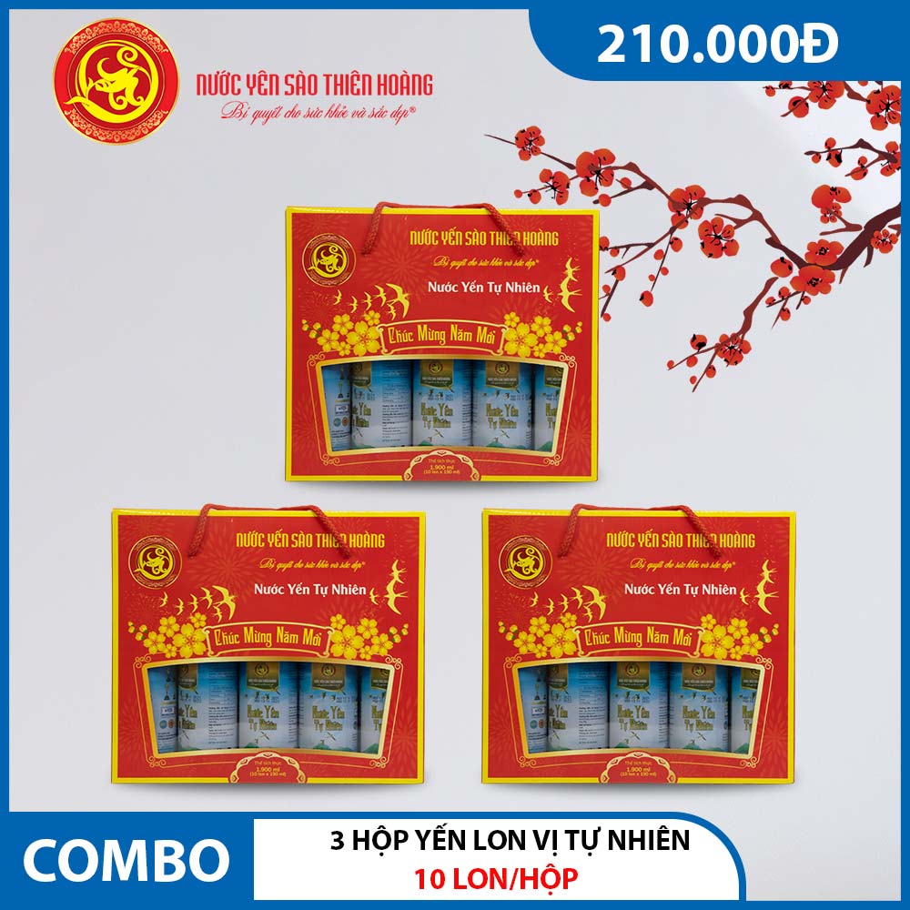 3 Hộp yến tự nhiên Thiên Hoàng Hộp Xuân 2022 (10 Lon/Hộp) 3 Hộp yến tự nhiên Thiên Hoàng Hộp Xuân 2022 (10 Lon/Hộp)
