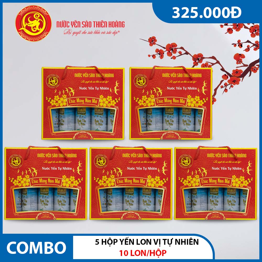 5 Hộp yến tự nhiên Thiên Hoàng Hộp Xuân 2022 (10 Lon/Hộp) 5 Hộp yến tự nhiên Thiên Hoàng Hộp Xuân 2022 (10 Lon/Hộp)